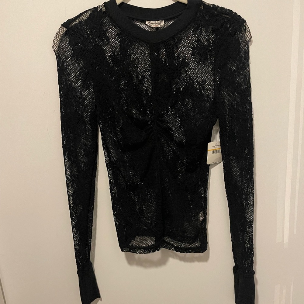 Free people mesh lace long sleeve